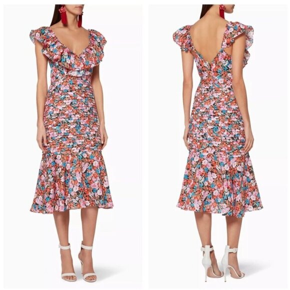 La Maison Talulah Cloud Nine Midi Dress in Multicolor XLarge Womens Floral - Picture 14 of 14